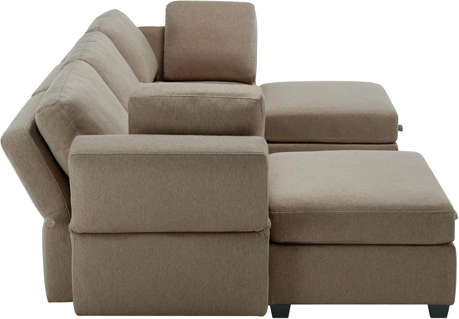 Reversible Sectional Sofa Modern Modular Sectional Couch with Chaise U Shaped Corner Sectional 5 Seater Modular Sofa with Storage Seats, Adjustable Arms and Backs - Brown