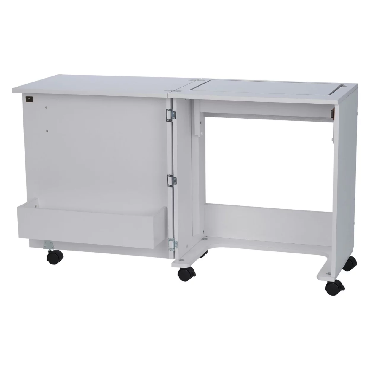 101 Judy Sewing and Craft Table with Storage and Adjustable 3-Position Lift, White