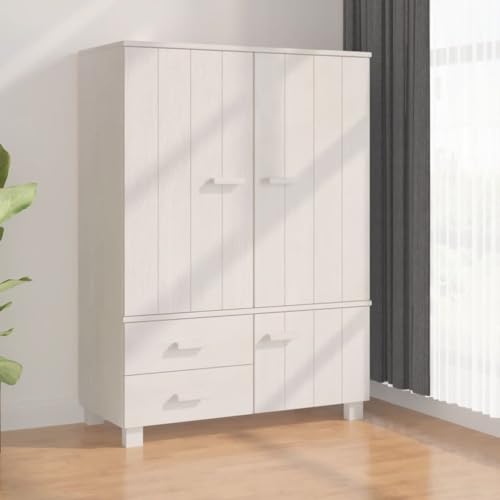 vidaXL Solid Pinewood Wardrobe Dark Gray with Ample Storage Space, Sturdy Construction and Smooth Sliding Drawers