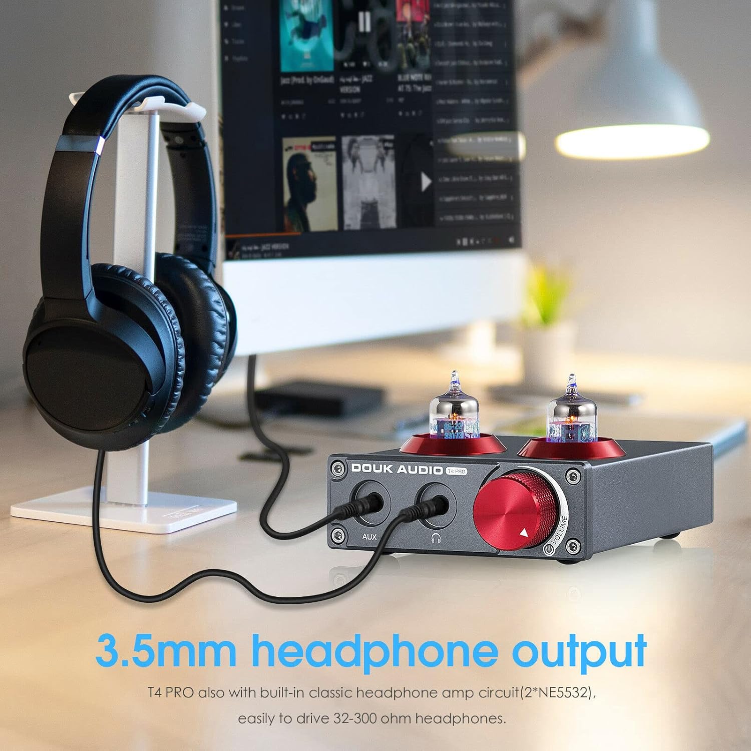 Vacuum Tube MM Phono Preamp Home Stereo Audio Turntable Preamplifier Mini Desktop Headphone Amp GE5654