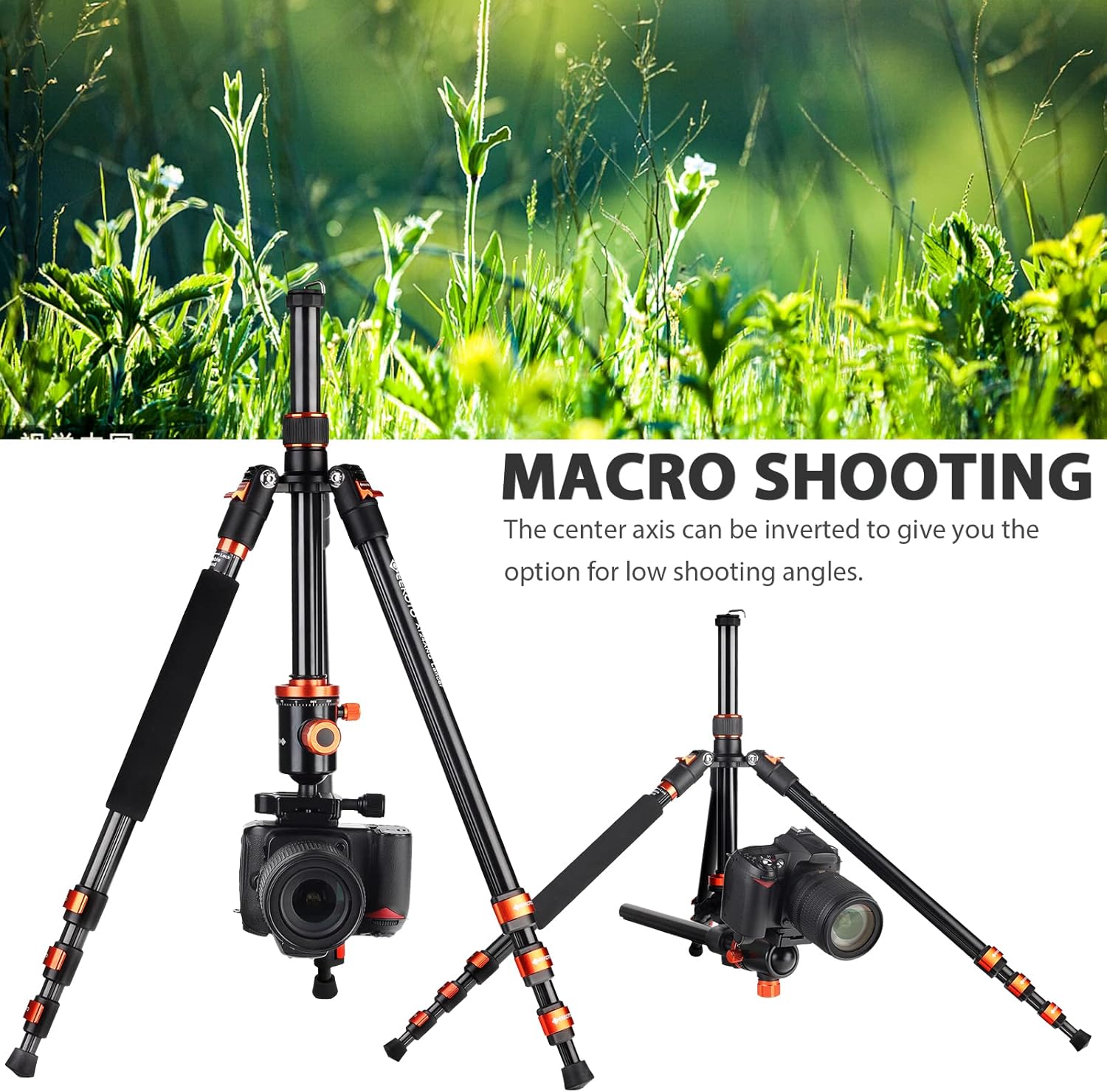 GEEKOTO Tripod, 76 Inch Camera Tripod with Rotatable Horizontal Center Column, Aluminium Professional Tripod for DSLR with 360 Degree Ball Head, Quick Release Plate