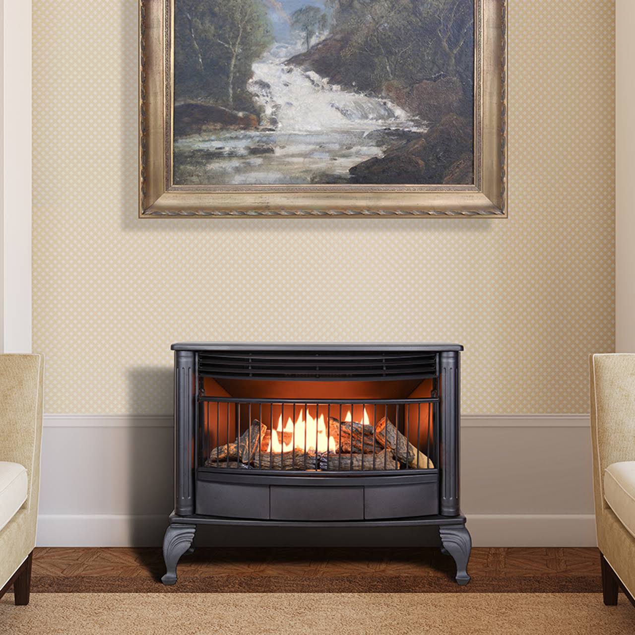 Duluth Forge DF25SMS Dual Fuel Vent Free GAS Stove Black