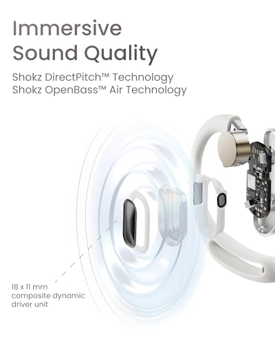 SHOKZ OpenFit Air - Open-Ear Headphones, True Wireless Earbuds, Water Resistant, Secure Earhooks for Daily Use, Black