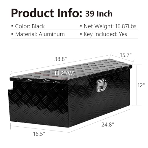 Aluminum Trailer Tongue Tool Box, 5 Bar Tread Wide Utility Toolbox for Pick Up Truck Bed RV Storage Organizer Tool Box with Lock Keys, Outdoor Trailer Pickup Underbody Tool Box 28 inch