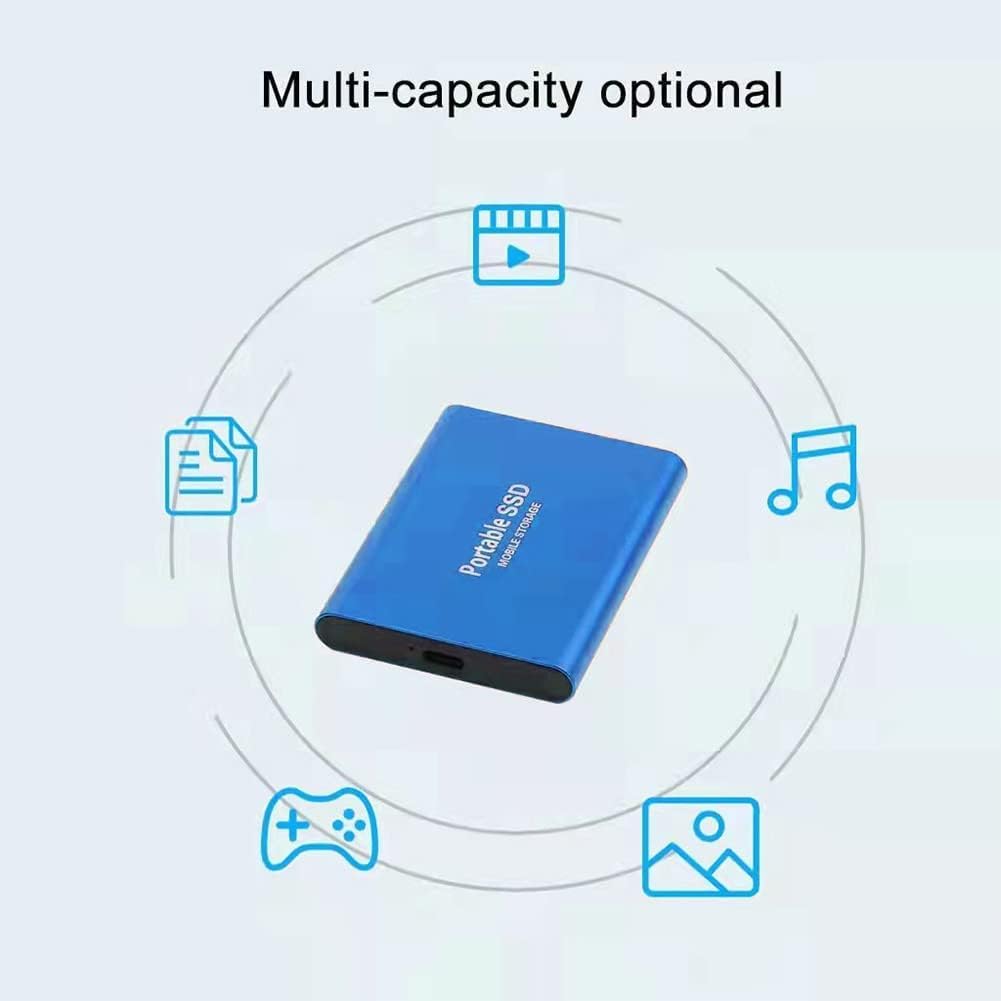 Portable SSD 2TB External Hard Drive Mobile Solid State Drive Portable Hard Drive for PC Laptop and Mac Data Storage and Transfer (2TB, Silver)