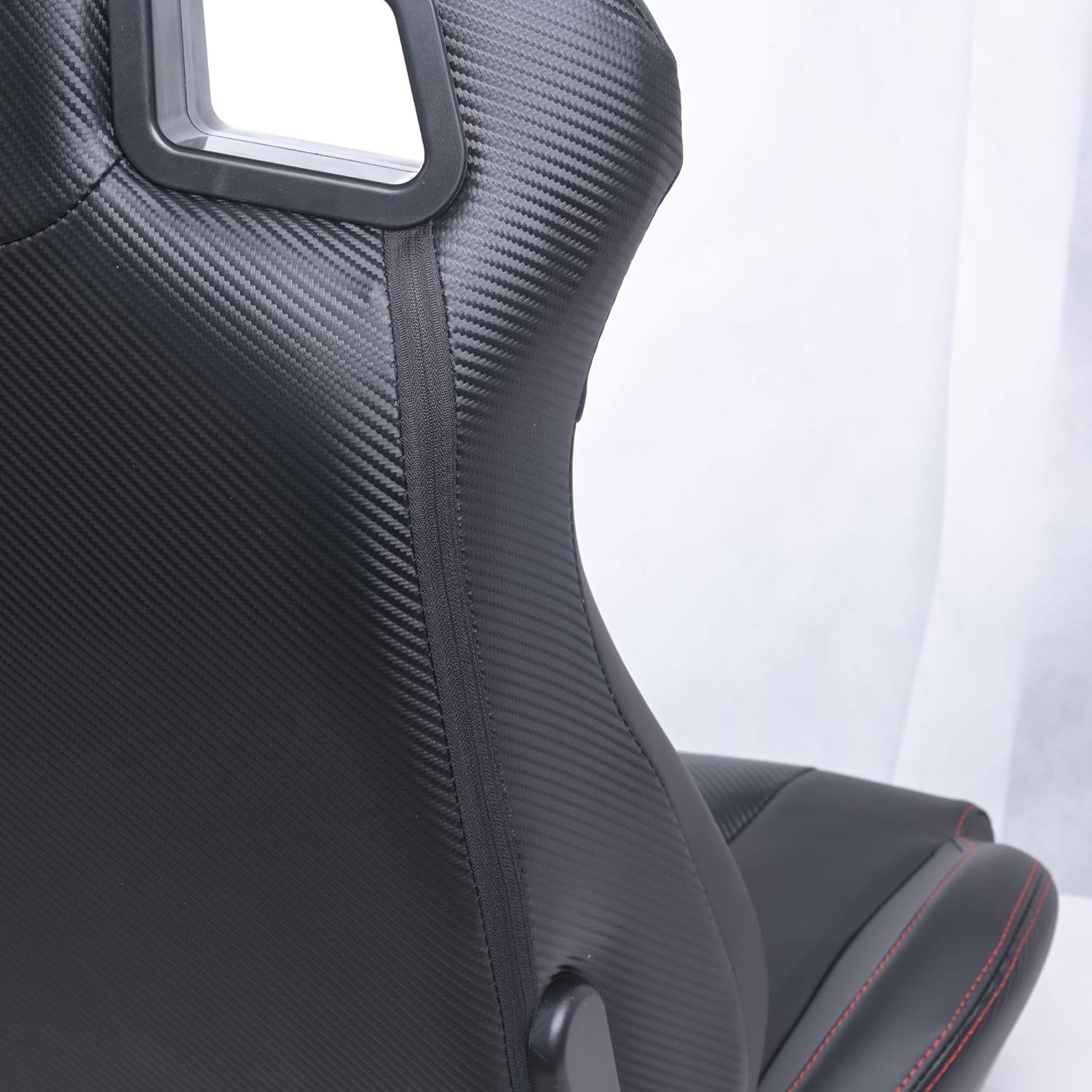 Racing Seats, Pair of PVC Leather Racing Bucket Seats with Dual Sliders, Black with Black Stitching