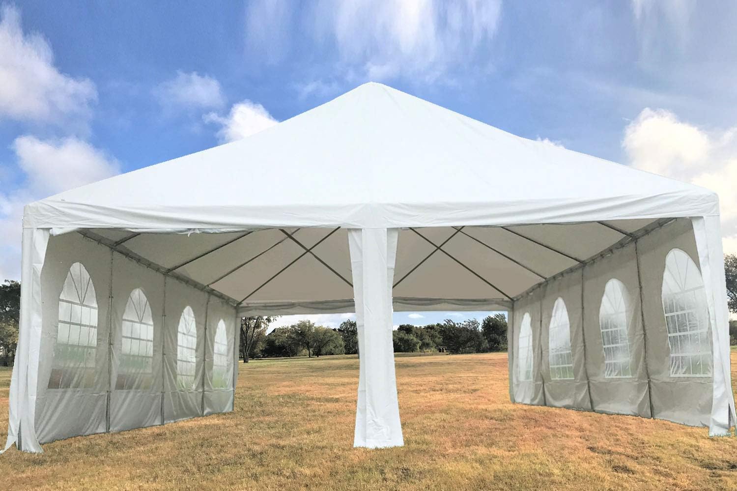 DELTA 40'x20' PE Frame Party Tent, Wedding Tent Party Canopy, Heavy Duty Outdoor Garden Event Tent, with Water Resistant Top, Removable Window Walls, Storage Carry Bags