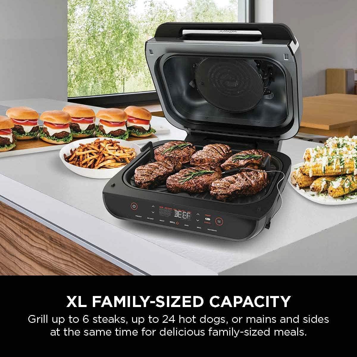 Restored Ninja FG551H Foodi Smart XL 6in1 Indoor Grill with 4 Quart Air Fryer, Black (Refurbished)