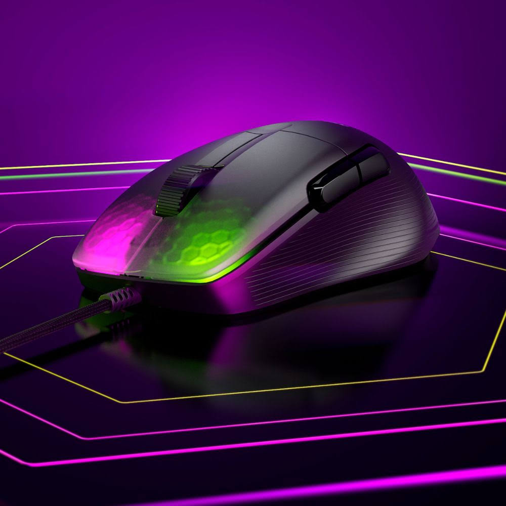 Roccat - Kone Pro Lightweight Performance PC Gaming Mouse with 19K dpi Optical Sensor, Aluminum Titan Wheel Pro u0026 RGB Lighti