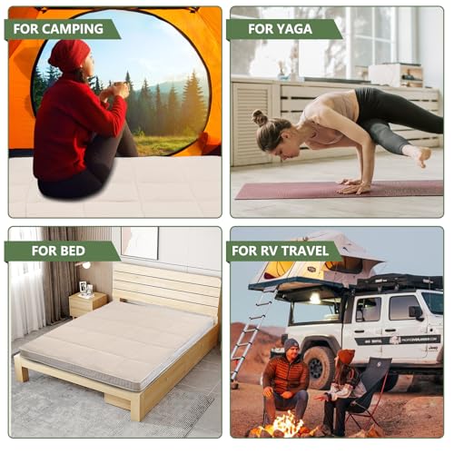 Japanese Floor Mattress Futon Mattress, Foldable Mattress Topper Thicken Tatami Mat Roll Up Mattress, Folding Sleeping Pad Breathable Floor Lounger Guest Bed for Camping Couch, Twin Full Queen