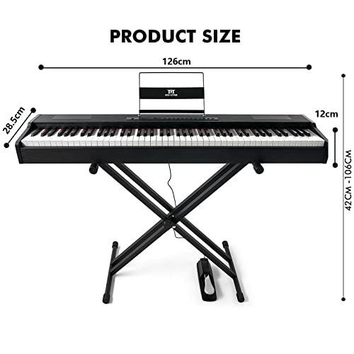 MUSTAR Digital Piano 88 Key Weighted Keyboard Hammer Action, MDP-1200 Weighted Keyboard with Stand, Full Size Electric Piano Keyboard 88 Keys with for Beginners, Portable Case, Sustain Pedal, Black