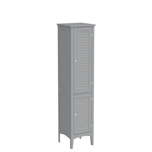 LOKO Tall Bathroom Floor Cabinet, Multifunctional Storage Cabinet with Doors, Narrow Slim Linen Tower for Bathroom, Living Room or Kitchen, 14.5 x 14.5 x 63 inches (Espresso)