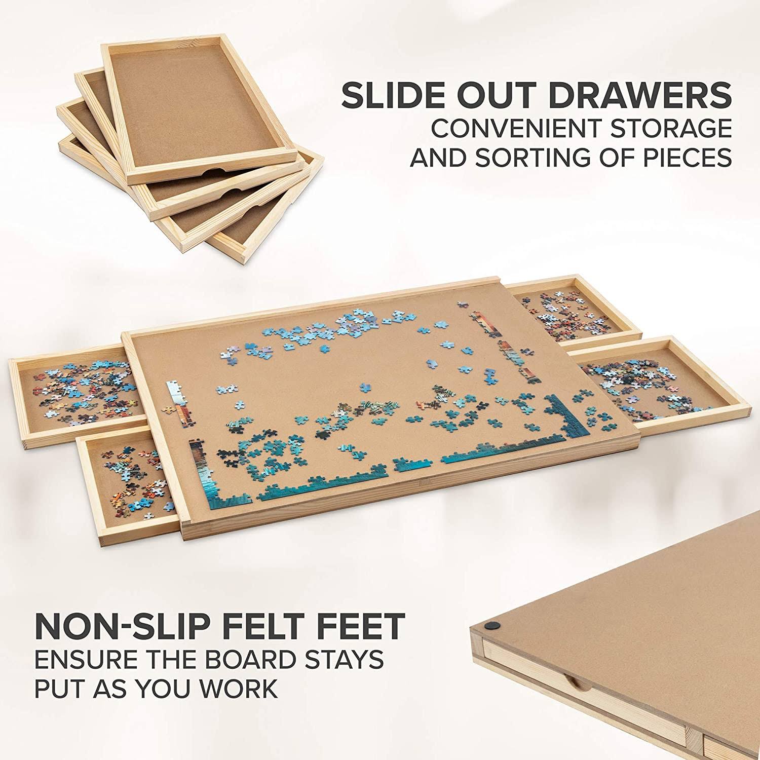 Skymall 1000 Piece Puzzle Board | Premium Wooden Jigsaw Puzzle Table with 4 Magnetic Removable Storage u0026 Sorting Drawers | 2