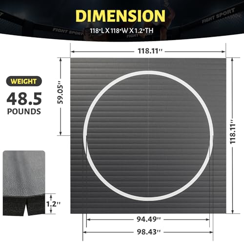 10' x 10' Wrestling Mat, Durable Judo Mat, Jiu Jitsu Mats for Home & Gym, Roll-Up Design for Martial Arts & BJJ Training
