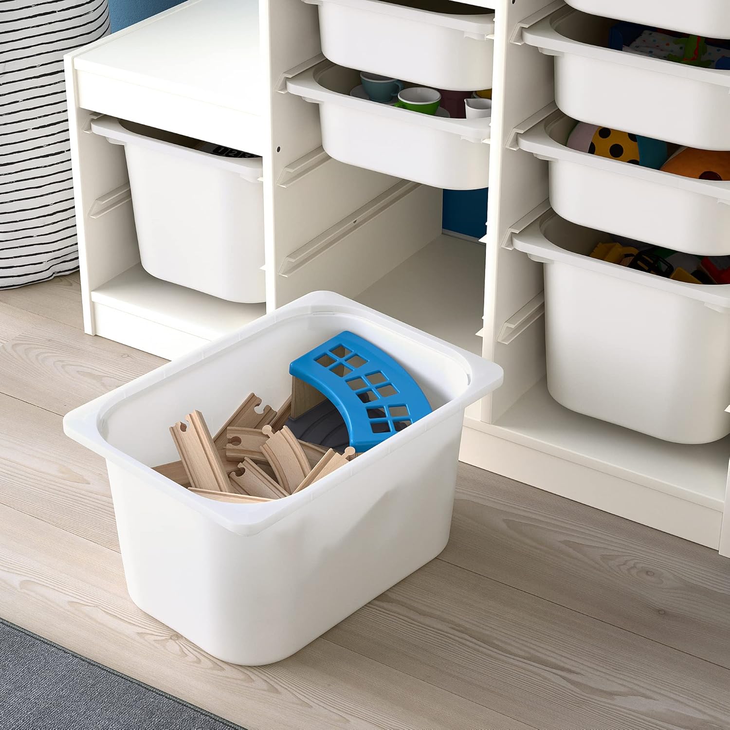 Ikea TROFAST storage combination with boxes, 99x44x94 cm, white/white