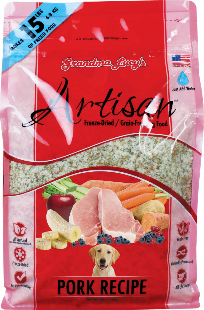 Grandma Lucy&s Artisan Grain Free Pork Freeze Dried Dog Food, 10 lbs