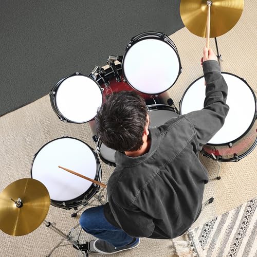 Best Choice Products 5-Piece Full Size Complete Adult Drum Set w/Cymbal Stands, Stool, Drum Pedal, Sticks, Floor Tom - Dark Blue Sparkle