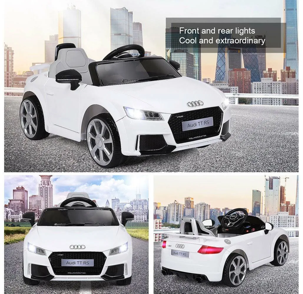 Gymax 12V Audi TT RS Electric Kids Ride on Car Licensed Remote Control MP3, White