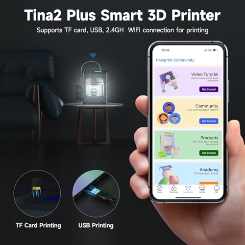 3D Printers Tina2 Basic, Fully Assembled and Auto Leveling 3D Printer for Beginners and Kids, Removable Magnetic Platform, High Precision Printing FDM Mini 3D Printer for Home and School