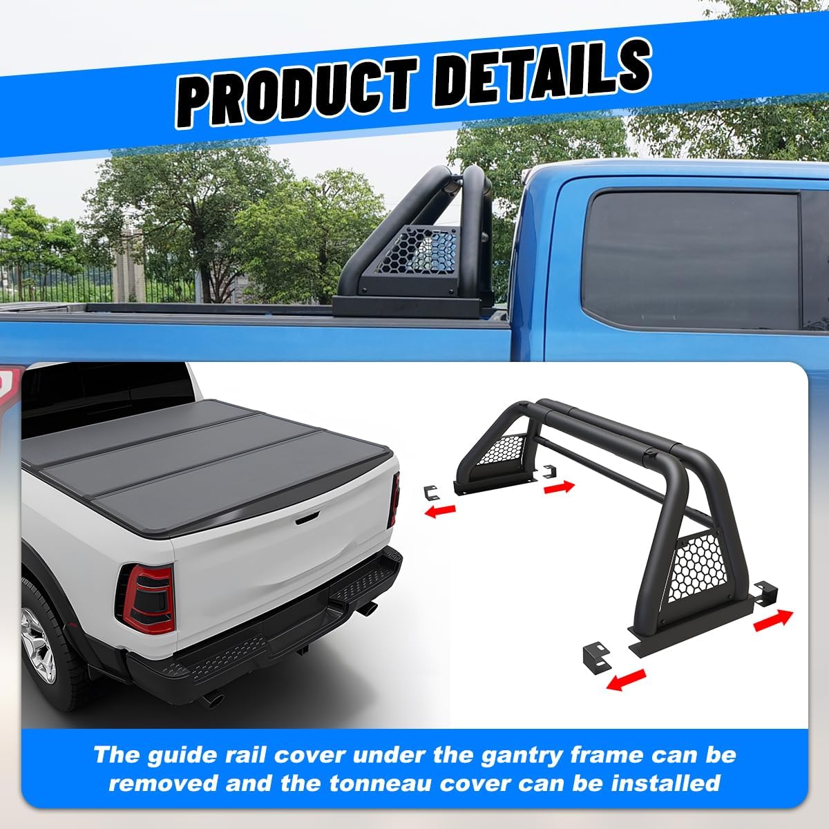 Retractable Tailgate Ladder 56"-68" for Pickup Trucks, Universal Tailgate Steps Rack Bed Ladder for Heavy Duty Pickup Truck Accessories Foldable & Adjustable