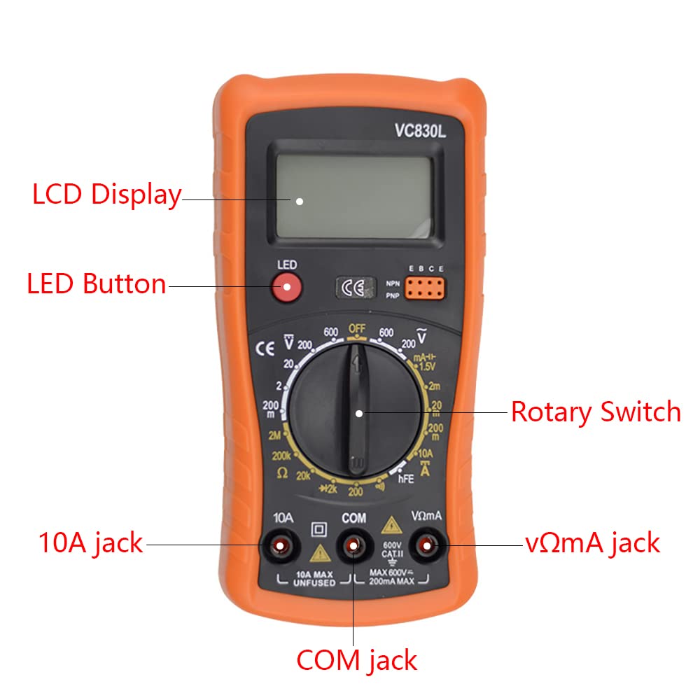 Digital Multimeter Pocket Clamp Multimeter Multifunction Tester Voltmeter Ammeter Ohm Meter Ac/Dc Ohm Voltage Amplifier and Diode Voltage Electrical Tester with Backlit LCD, Home Professional Use Car