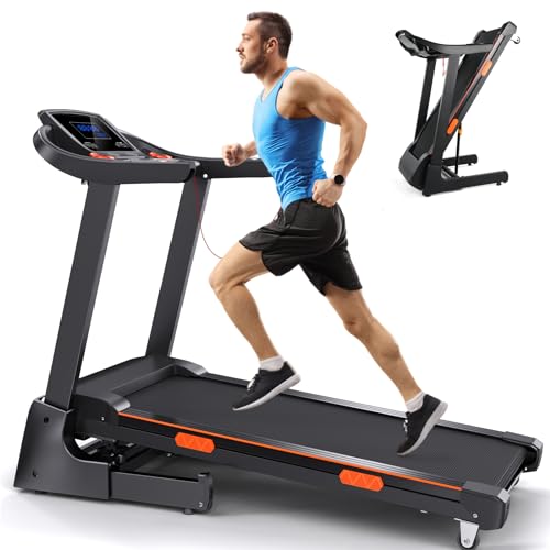 3.5HP Treadmill with Auto Incline, 320 lb Capacity, 17.3" Wide Belt, Electric Folding Treadmill for Home, Walking & Running Machine with Handle Bar, LCD Screen