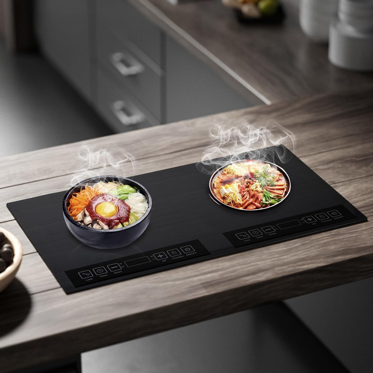 Double Induction Cooktop 24 In Portable Electric Cooktop 2 Burner 2KW Dual Induction Cooker with LED Touch Screen & 9 Temperature Fast Heating Induction Burner for Kitchen Home Use | US STOCK