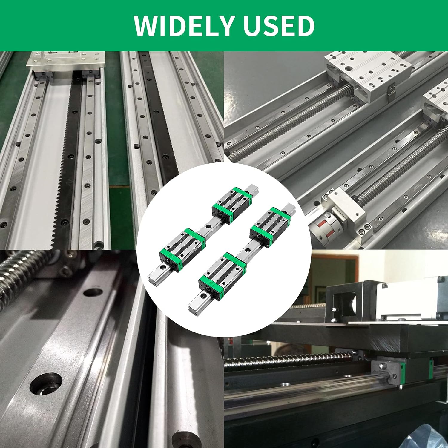 Linear Rail 15-300mm 2X Linear Guideway Rail 4X Square Type Carriage Bearing Block Linear Rail Support for 15mm Slotted Bearings