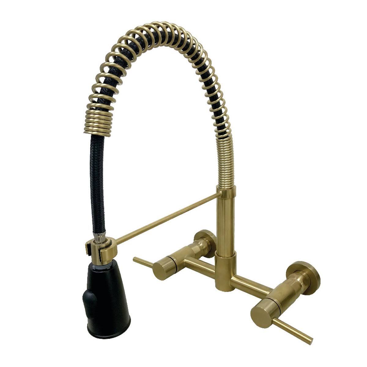 Kingston Brass GS8285DL Concord 2-Handle Wall Mount Pull-Down Kitchen Faucet, Oil Rubbed Bronze