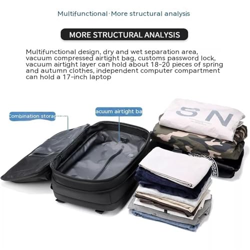 Sitiour Vacpack Backpack, Vacuum Backpack Travel, Travel Backpack with Vacuum System, 60L Expandable Vacuum Travel Bag