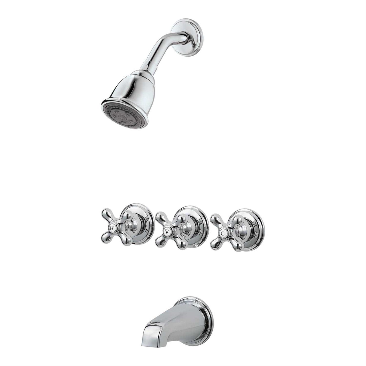 Pfister LG01-8CBC 3-Handle Tub and Shower Faucet with Cross Handles
