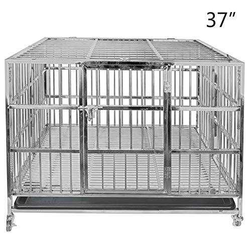 Confote Heavy Duty Stainless Steel Dog Cage Kennel Crate and Playpen for Training Large Dog Indoor Outdoor with Double Doors &amp; Locks Design - Pet Supplies online store
