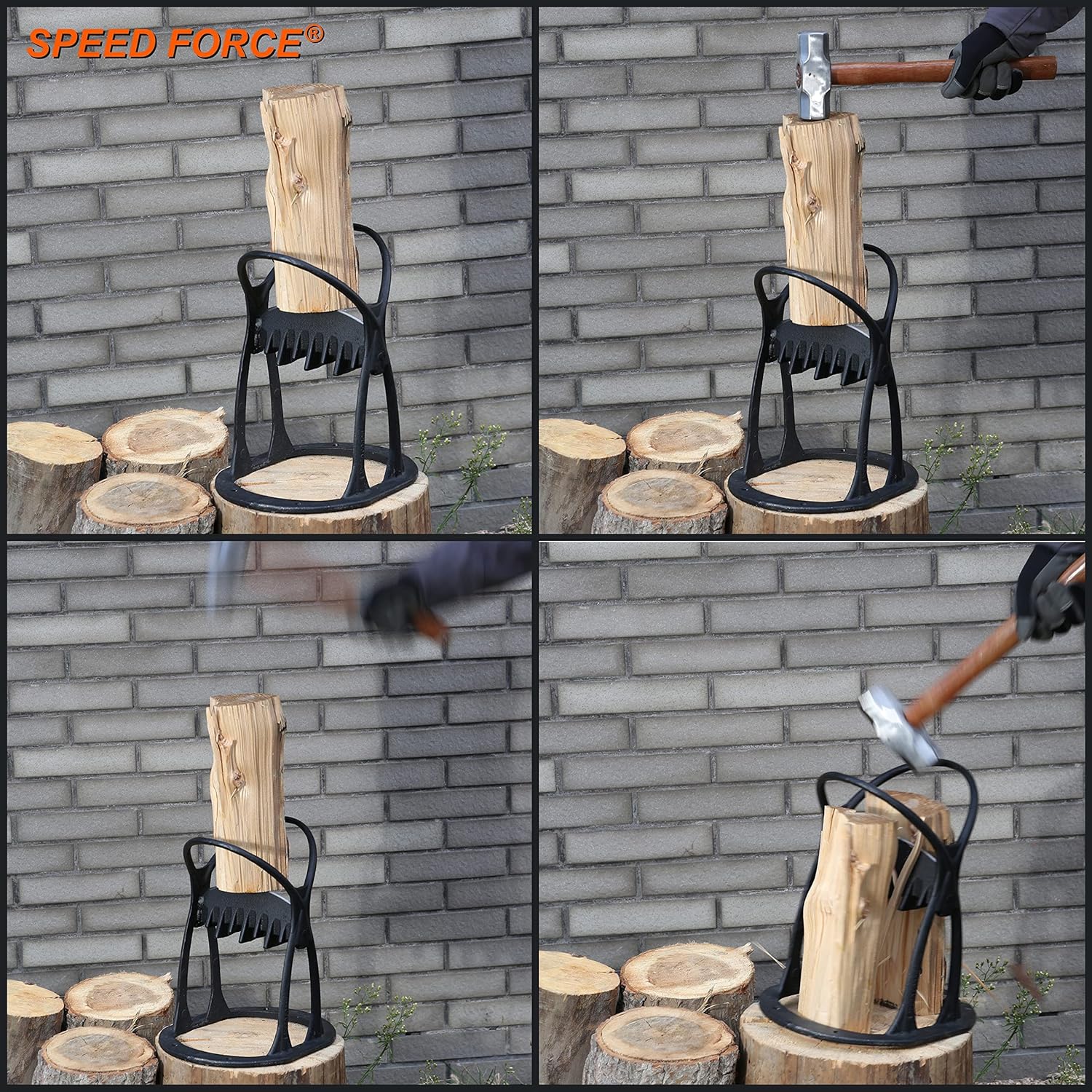 SPEED FORCE Firewood Splitter-Kindling Splitter-Log Splitter-Wood Splitter-Kindling Cracker �C No Axe��Manual Log Splitter Wedge Made from CAST Steel Pack of 2