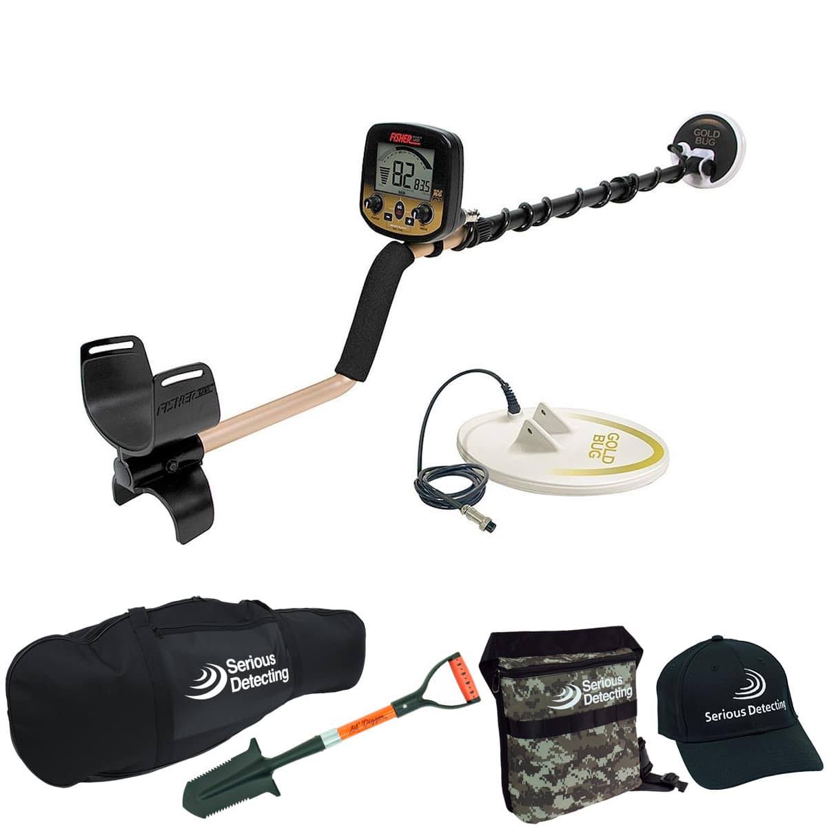 Fisher Gold Bug Pro Metal Detector Bundle with Coil Pack, Shovel, Carry Bag, and More GOLDBUG-PRO-CC PKSD10-001