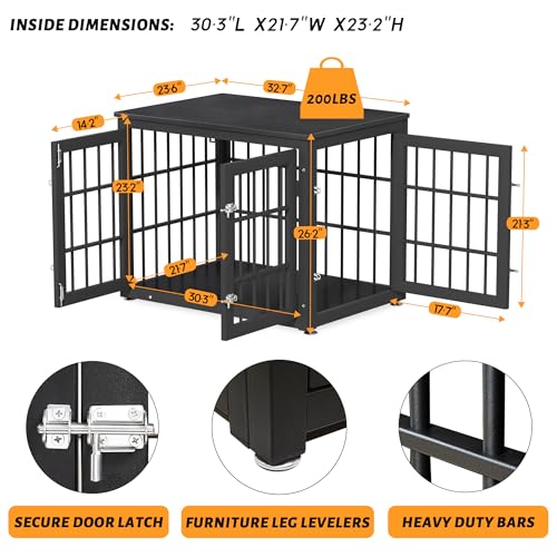 48 Inch Heavy Duty Dog Crate Furniture for Large Dogs, Decorative Pet House End Table, Extra Large Wooden Cage Kennel Furniture Indoor, Natural and White