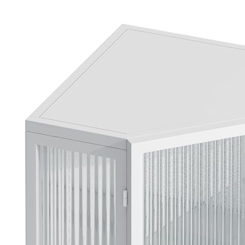22.25" Glass Display Cabinet, Floor Corner Cabinet with Tempered Glass Door & Storage Shelves for Bathroom, Living Room, Bedroom (2 Tier-Black)