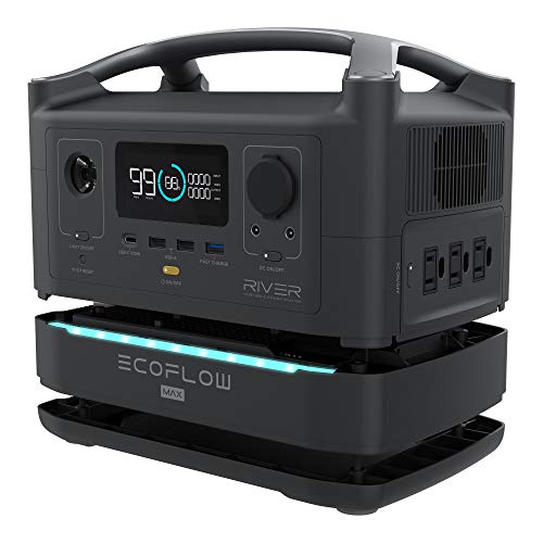 EF ECOFLOW Portable Power Station RIVER 2 Max 500, 499Wh LiFePO4 Battery/ 1 Hour Fast Charging, Up To 1000W Output Solar Generator (Solar Panel Optional) for Outdoor Camping/RVs/Home Use