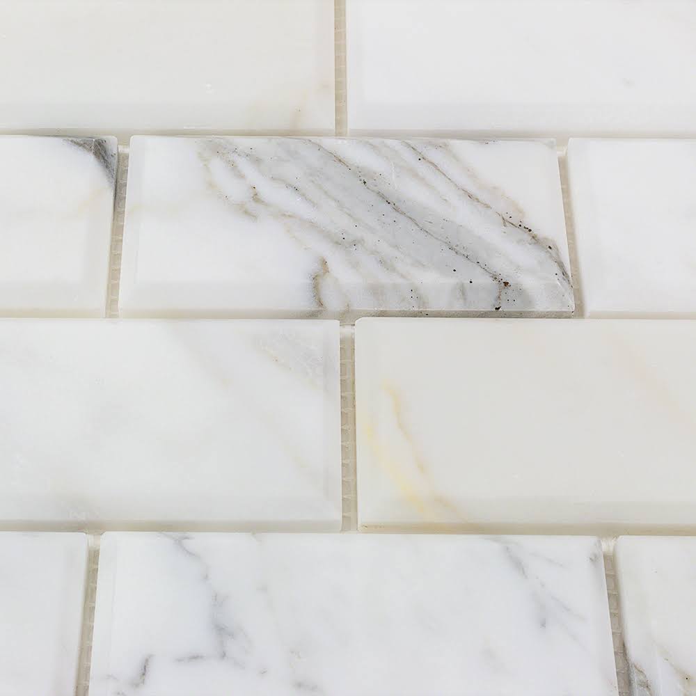 2x22 x 4x22 Beveled Marble Mosaic Tile White/Gray Ivy Hill Tile