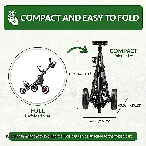 Caddytek CaddyLite 11.5 V3 3 Wheel Golf Push Cart - SuperLite Deluxe, Lightweight, Easy To Fold Caddy Cart Pushcart