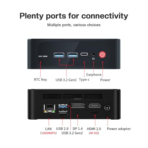 Beelink SER5 Pro Mini PC, AMD Ryzen 7 5800H(7nm, 8C/16T) up to 4.4GHz, Mini Computer 32GB DDR4 RAM 1TB NVME SSD, Micro PC 4K@60Hz Triple Display, Mini Gaming Computer WiFi6/BT5.2/54W/HTPC/W-11 Pro