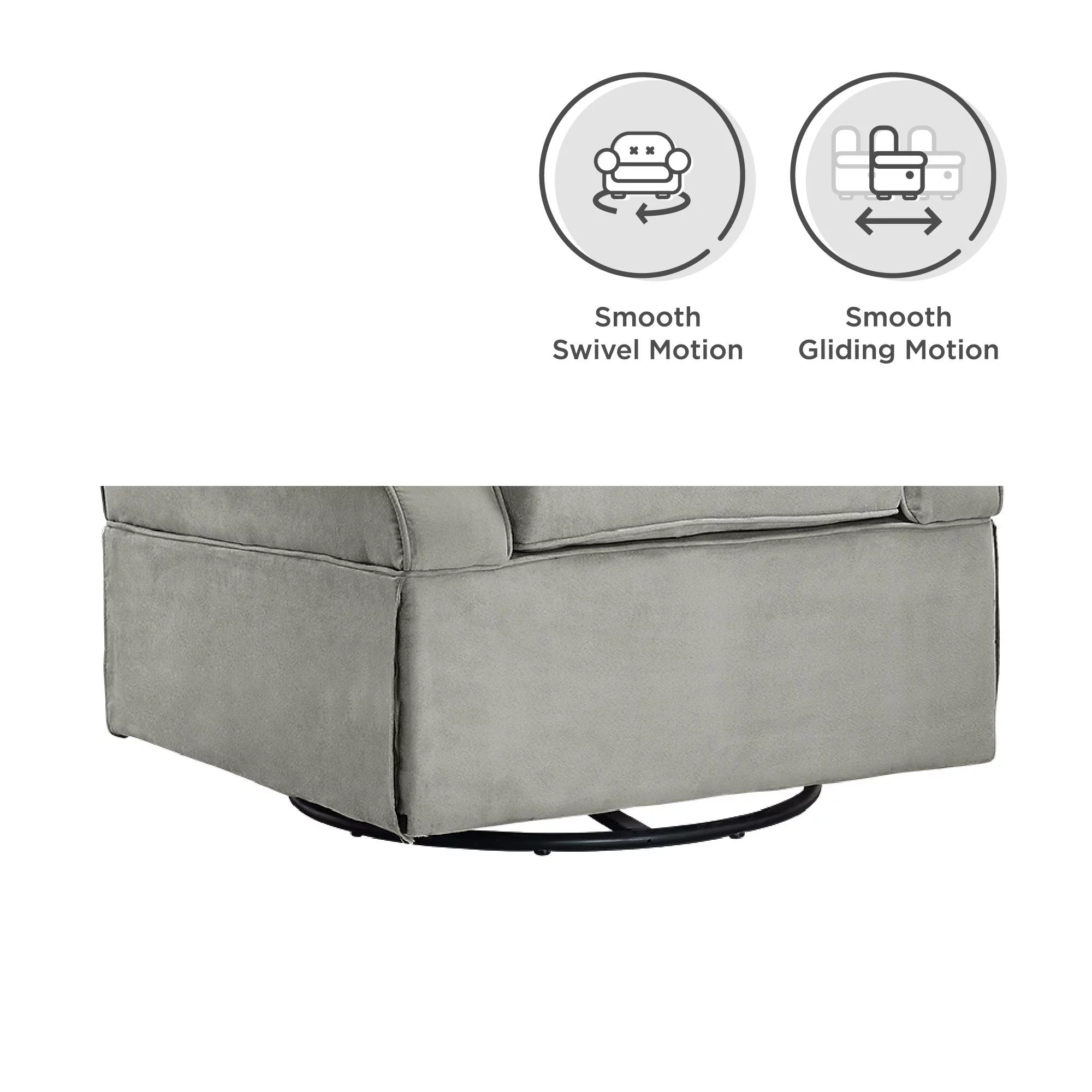 Baby Relax Kelcie Swivel Glider Chair & Ottoman Nursery Set, Gray Microfiber