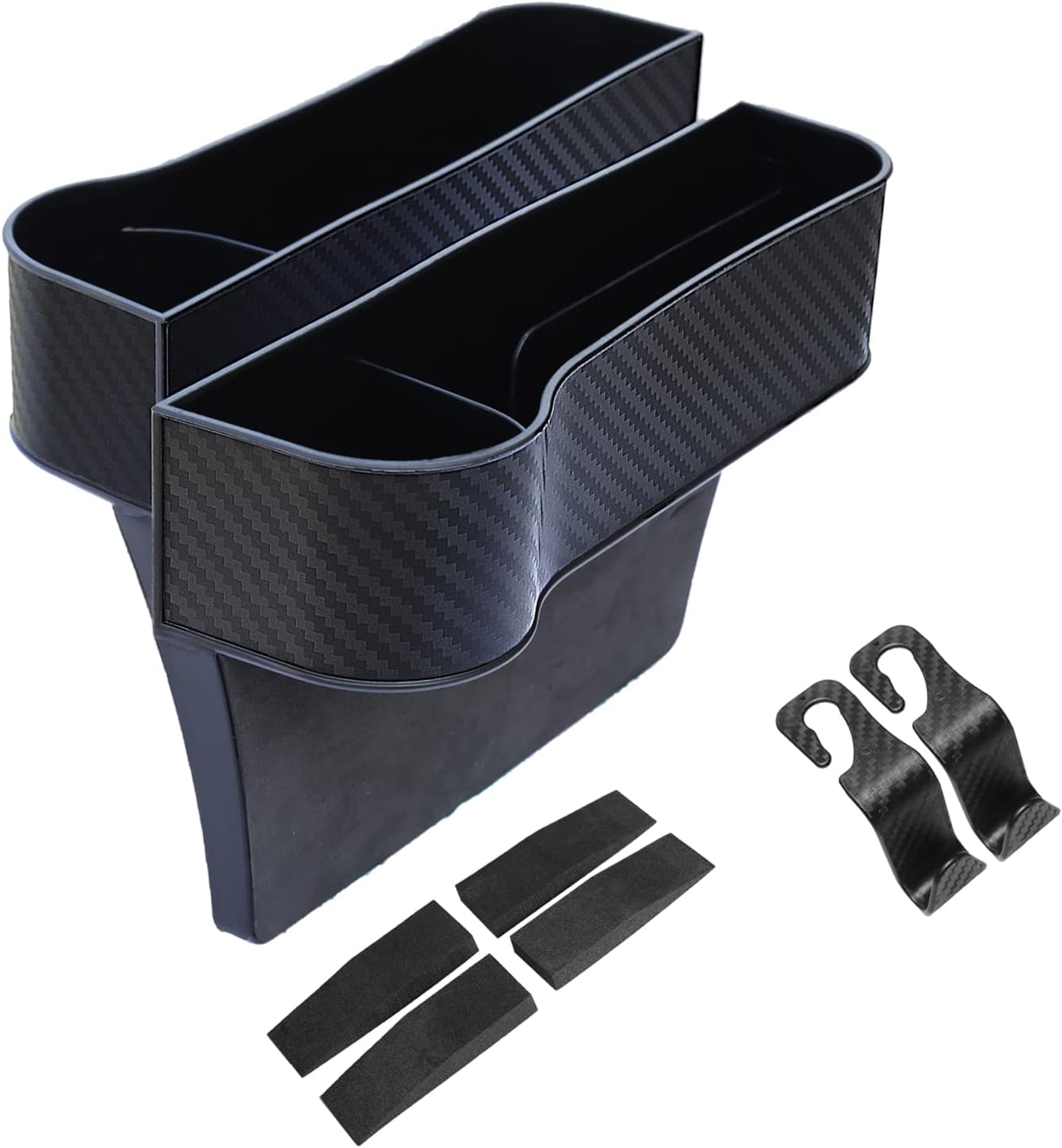 Yuoyar 2 Pack LED Light Car Seat Organizer Front Seat - Car Seat Gap Filler Organizer for Drivers - Car Side Seat Gap Filler Organizer Universal Fit with 1 Cigarette Lighter USB Charger(SN-L1) Pack of 2
