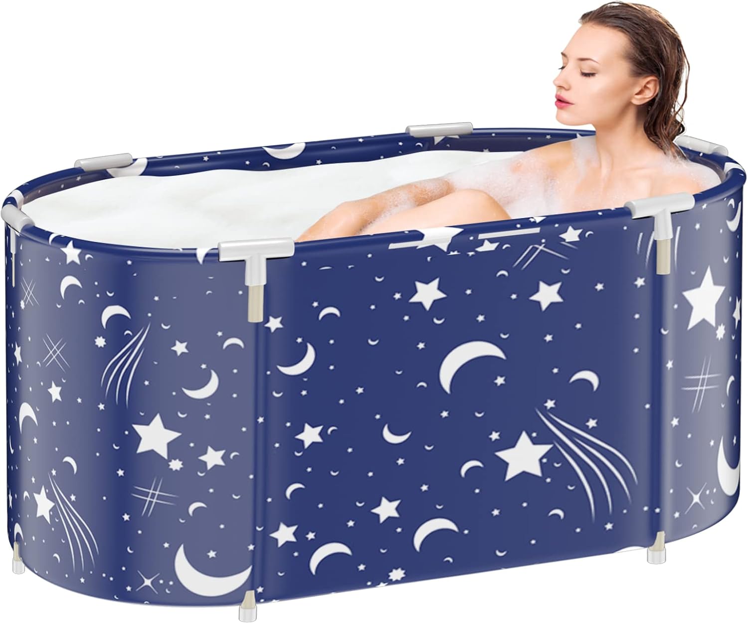 Portable Bathtub for adults, DAILYLIFE Japanese Soaking Bath Tub for Shower Stall, Foldable Bathtub with Thermal Foam, Freestanding, Folding & Soaking Spa Bath Tub with Pillow for Small Space(Dolphin)