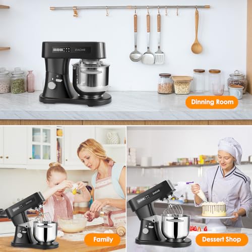 ZACME Stand Mixer Kitchen Standing Mixer with Stainless Steel Bowl,Tilt-Head Kitchen Food Mixers with Dough Hook, Mixing Beater, Whisk, Splash Guard