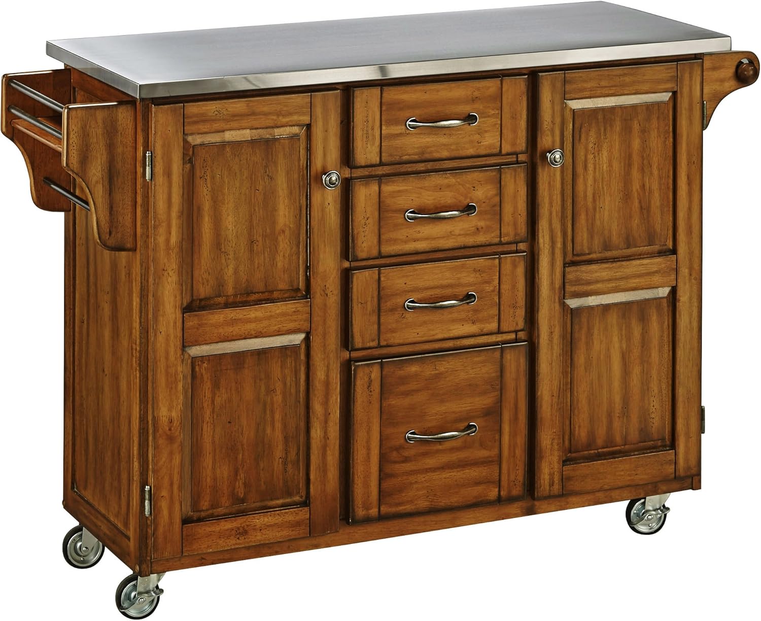 Create-a-Cart Cherry 2 Door Cabinet Kitchen Cart with Oak Top by Home Styles