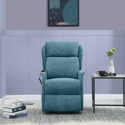 Conlon 26.5x22 Wide Chenille Power Lift Assist Standard Recliner Darby Home Co Fabric: Caribbean Blue Chenille