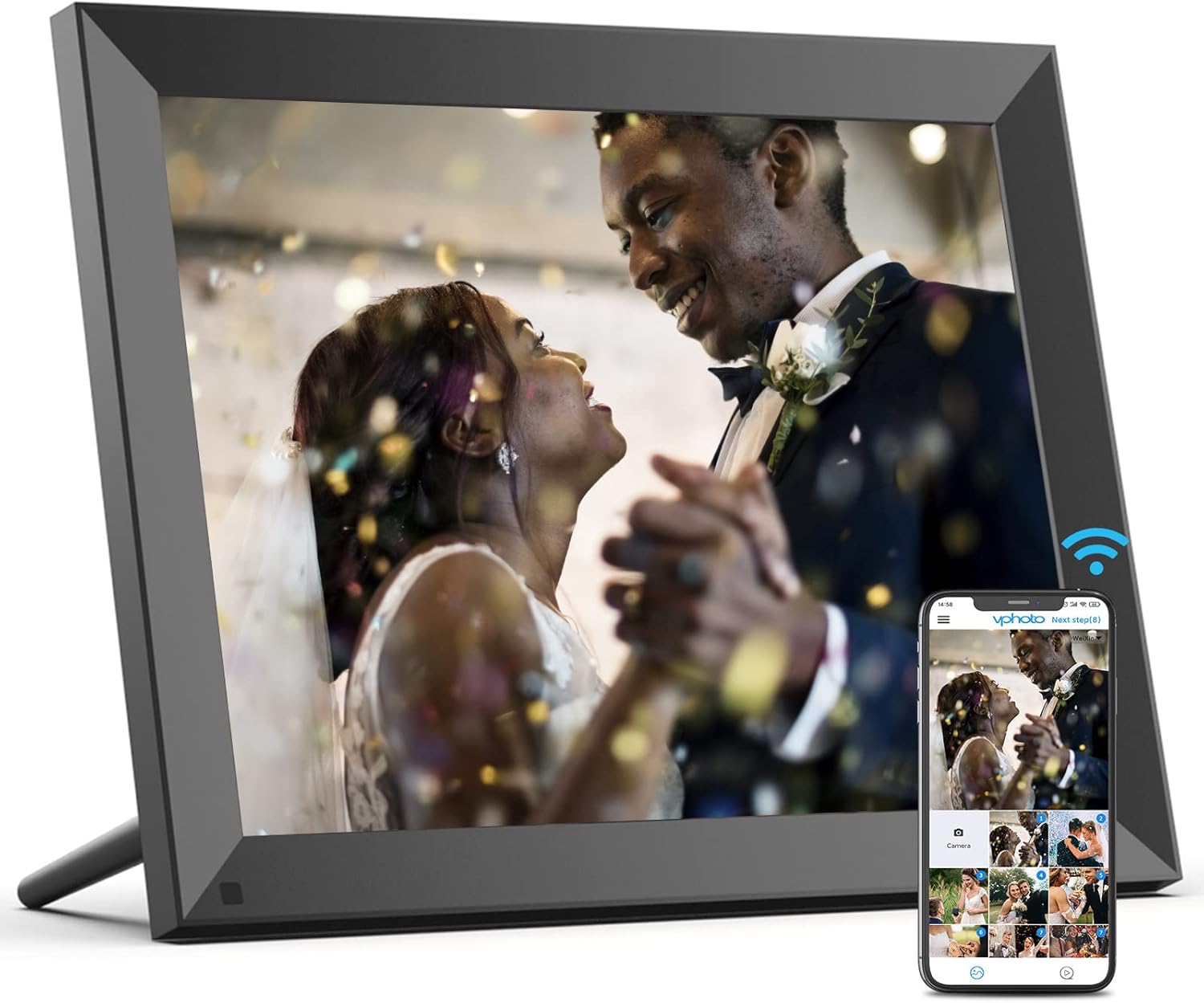 BSIMB Digital Picture Frame IPS Display, Wall-Mountable Electric Photo Frame with Remote Control, Place in Landscape&Portrait, Gift for Mother's Day