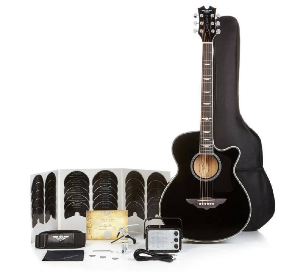 Keith Urban Acoustic Electric Guitar on Tour 40-pc Guitar Pkg, Rich Black, Right