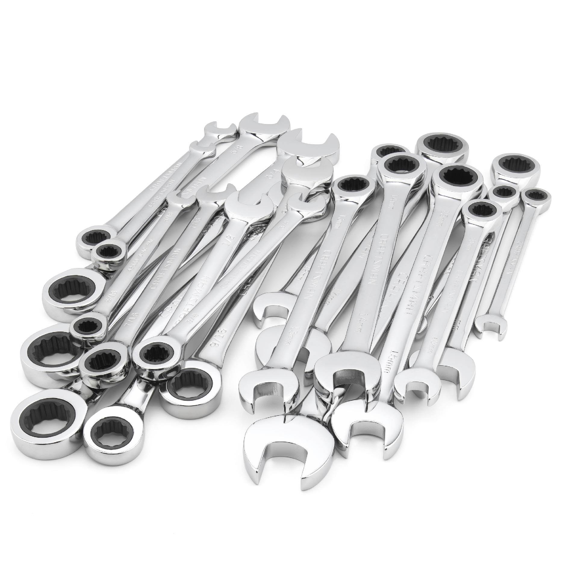 Craftsman 20 PC Combination Ratcheting Wrench Set Metric mm u0026 Standard SAE
