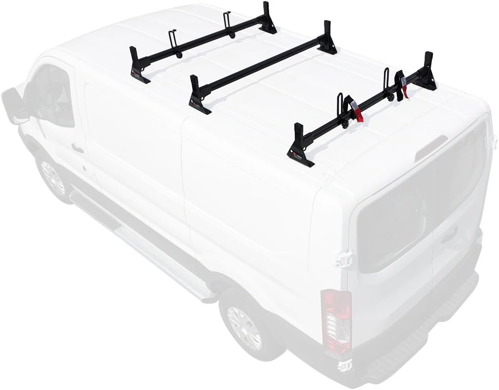 Vantech Ford Transit (Cargo) 2015-On 3 bar Rack Low Profile 54 Bars Aluminum White